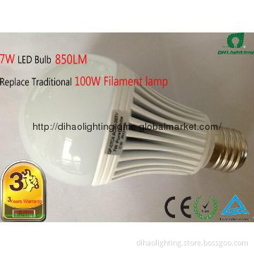 7W LED Bulb e27 replace traditional 100w filament lamp